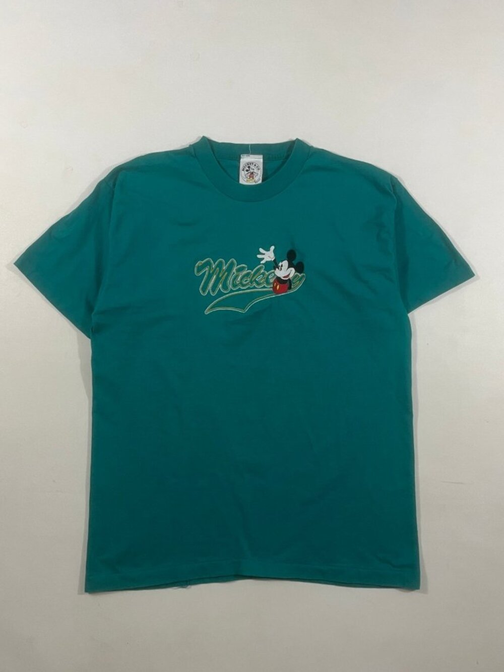 Vintage 90s Mickey & Co Disney Embroidered Mickey Mouse Teal T-Shirt XL